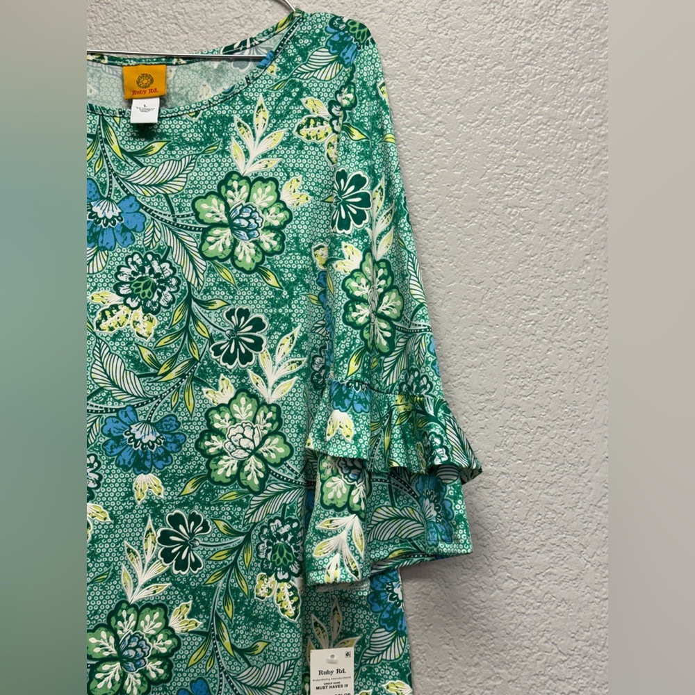 Ruby Rd. Green and White Patterned floral dress. … - image 7